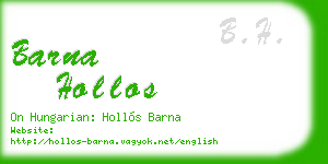 barna hollos business card